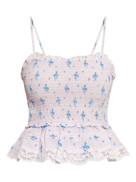  Loveshackfancy Floral-lace Smocked Top - Pink 