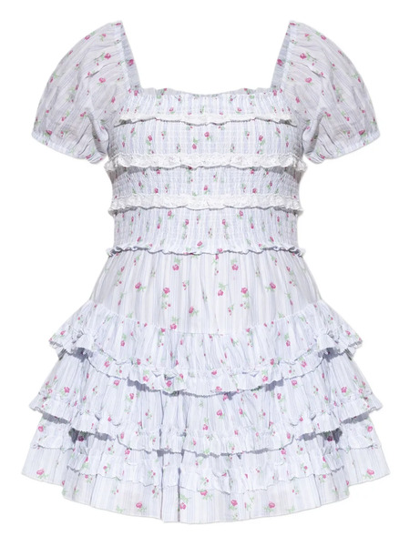  Loveshackfancy Floral-print Smocked Dress - Blue 