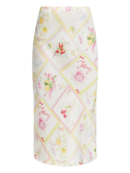  Loveshackfancy Fruit-print Bias-cut Skirt - Multicolour 