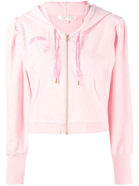  Loveshackfancy Hasana Zip-up Appliqué Hoodie - Pink 