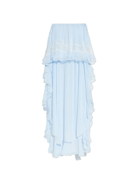  Loveshackfancy Jolina Lace-detail Ruffled High-low Skirt - Blue 