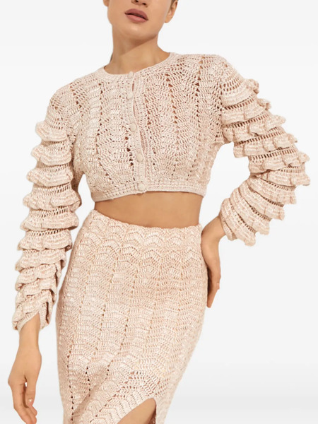  Loveshackfancy Junice Ruffled Cardigan - Neutrals 