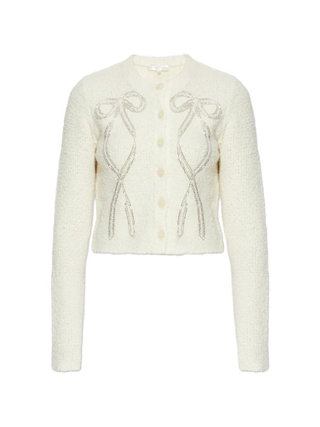  Loveshackfancy Leocadia Beaded Bow Cardigan - Neutrals 