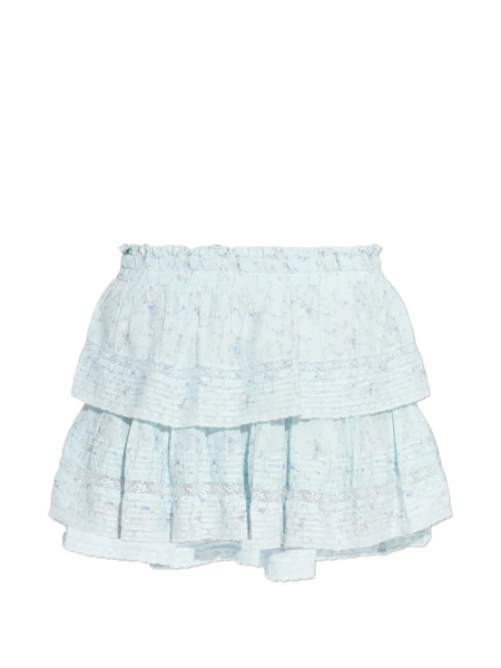  Loveshackfancy Ruffled Floral-print Mini Skirt - Blue 