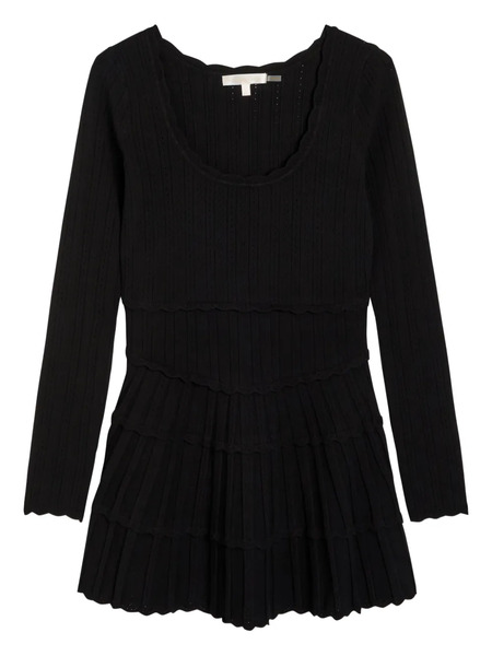  Loveshackfancy Scalloped Tiered Dress - Black 