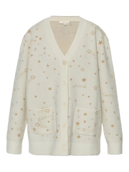  Loveshackfancy Star-embellished Patch-pocket Cardigan - Neutrals 