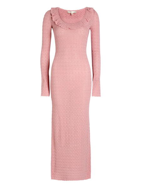  Loveshackfancy Tawnie Ruffled Knit Maxi Dress - Pink 