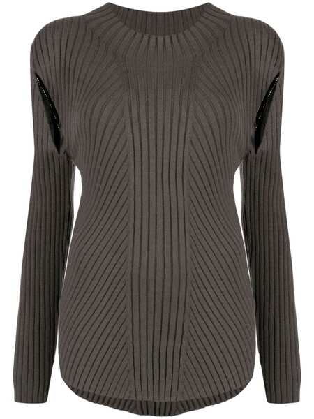  Low Classic Cut-out Detailing Ribbed-knit Jumper - Green 