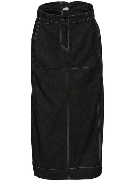  Low Classic Double Waist Maxi Denim Skirt - Black 