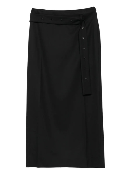  Low Classic Eyelet-detail Belted Skirt - Black 