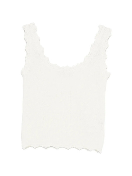  Low Classic Scalloped-trim Sleeveless Top - White 