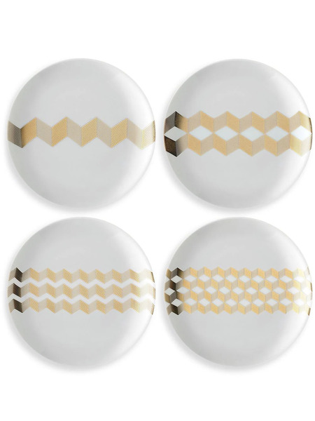  Lsa International Chevron Tea Plates (set Of 4) - White 