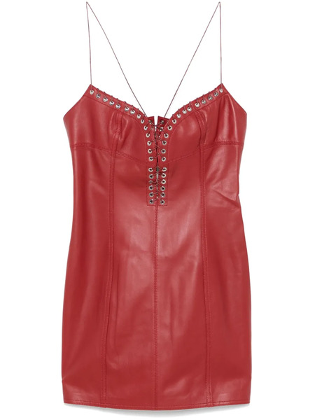  Ludovic De Saint Sernin Cleavage Leather Mini Dress - Red 