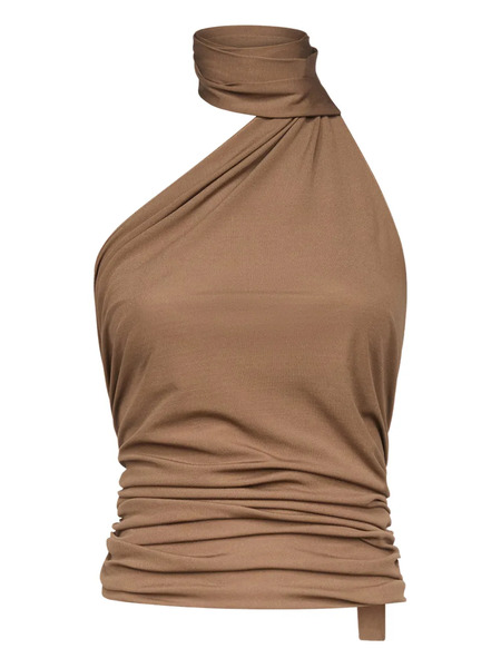  Ludovic De Saint Sernin Halter Draped Top - Brown 
