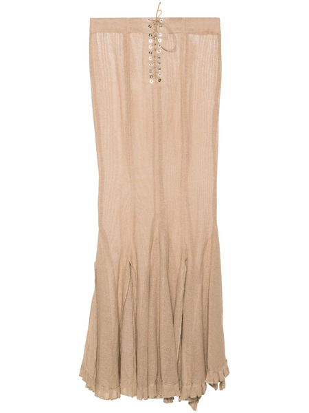  Ludovic De Saint Sernin Mermaid Fishnet Maxi Skirt - Neutrals 