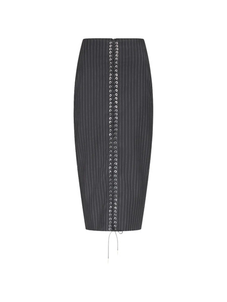  Ludovic De Saint Sernin Pinstriped Eyelet Skirt - Grey 