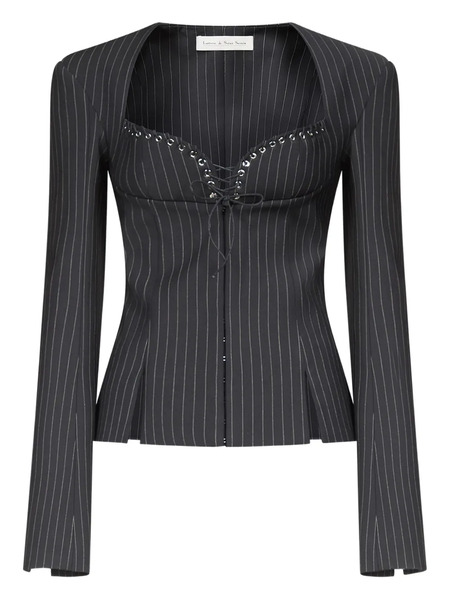  Ludovic De Saint Sernin Rebecca Pinstripe Lace-up Jacket - Grey 