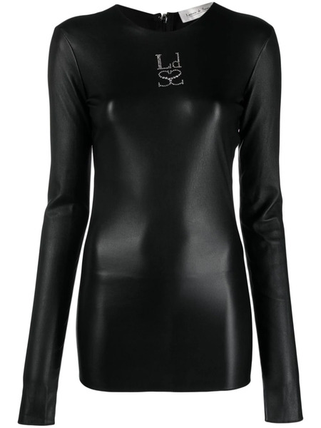  Ludovic De Saint Sernin Rhinestone-embellished Leather Top - Black 