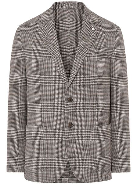  Luigi Bianchi Mantova Plaid Check Blazer - Brown 
