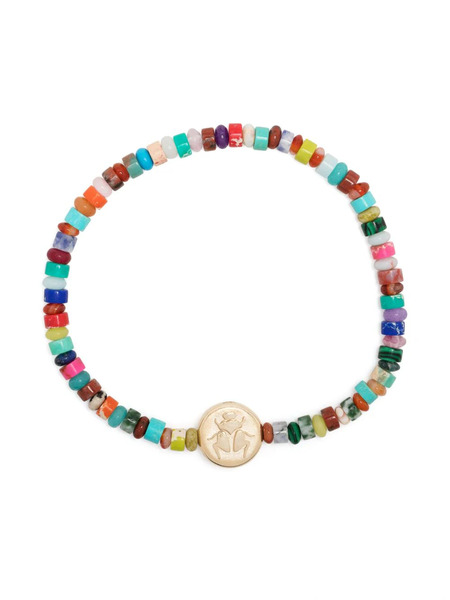  Luis Morais 14kt Yellow Gold Scarab Beaded Bracelet - Multicolour 
