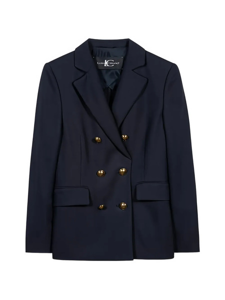  Luisa Cerano Double-breasted Gabardine Blazer - Blue 