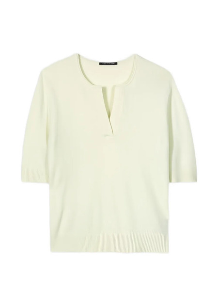 Luisa Cerano Notched Short-sleeve Sweater - Yellow 
