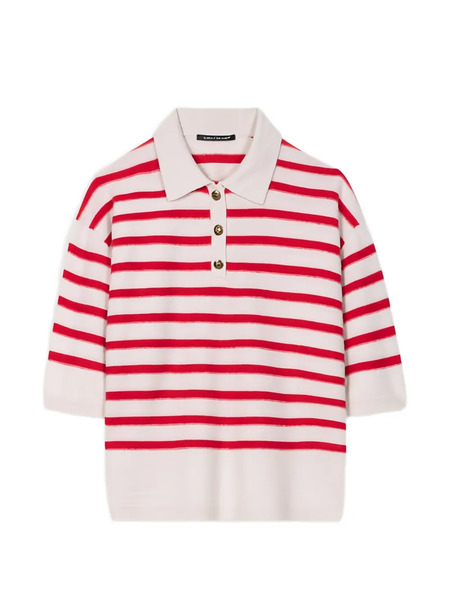  Luisa Cerano Striped Polo Top - Neutrals 
