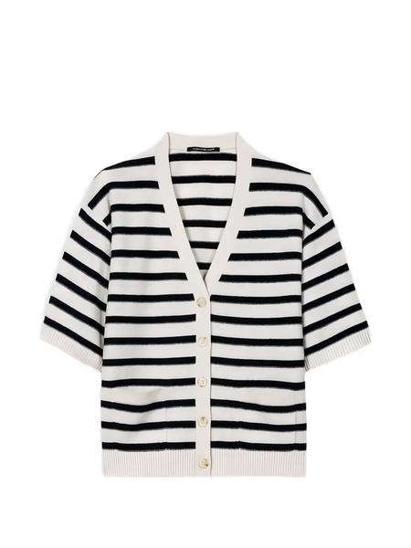  Luisa Cerano Striped Short-sleeve Cardigan - White 