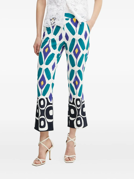  Luisa Spagnoli Abstract-print Flared Trousers - Blue 