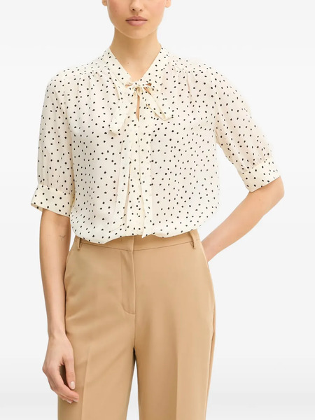  Luisa Spagnoli Barcolana Polka-dot Crêpe De Chine Blouse - Neutrals 