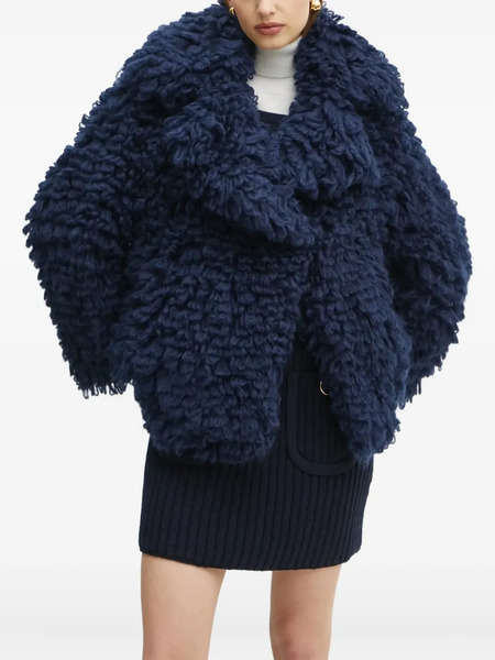  Luisa Spagnoli Bouclé-textured Shawl-collar Jacket - Blue 