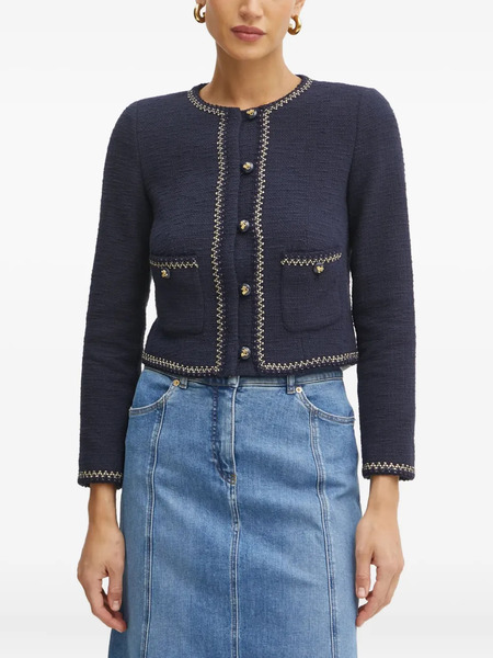  Luisa Spagnoli Embellished Tweed Jacket - Blue 