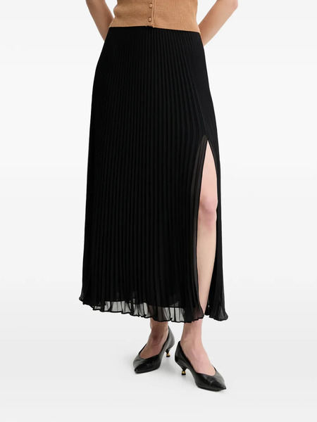  Luisa Spagnoli Fiammata Pleated Side-slit Maxi Skirt - Black 