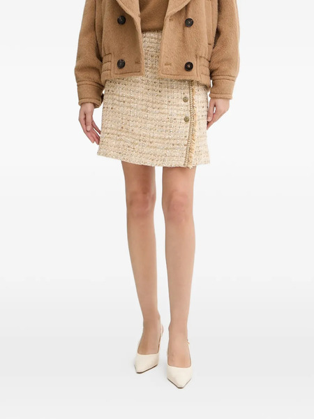  Luisa Spagnoli Freccia Button Fringed-trim Mini Skirt - Neutrals 