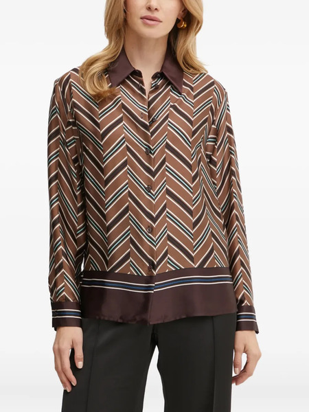  Luisa Spagnoli Geometric-pattern Collared Shirt - Brown 