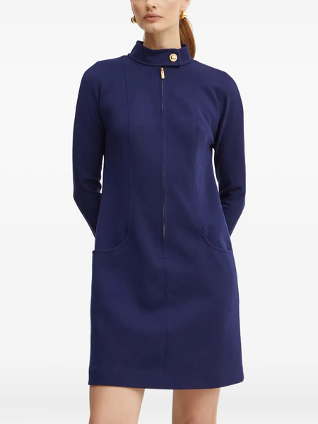  Luisa Spagnoli High-neck Zip-up Dress - Blue 