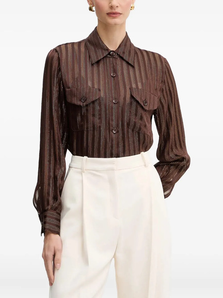  Luisa Spagnoli Limbo Buttoned-striped Shirt - Brown 
