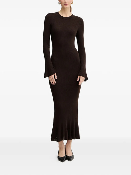  Luisa Spagnoli Madignano Bell-cuff Ribbed Maxi Dress - Brown 