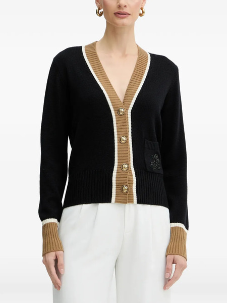  Luisa Spagnoli Monoposto Beaded-logo Buttoned Cardigan - Black 