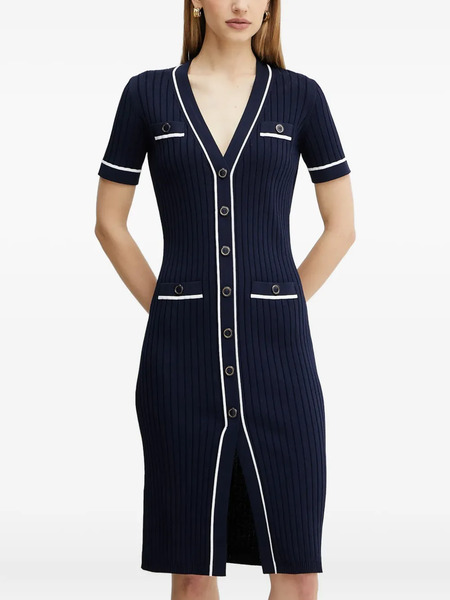  Luisa Spagnoli Ribbed Button-front Dress - Blue 