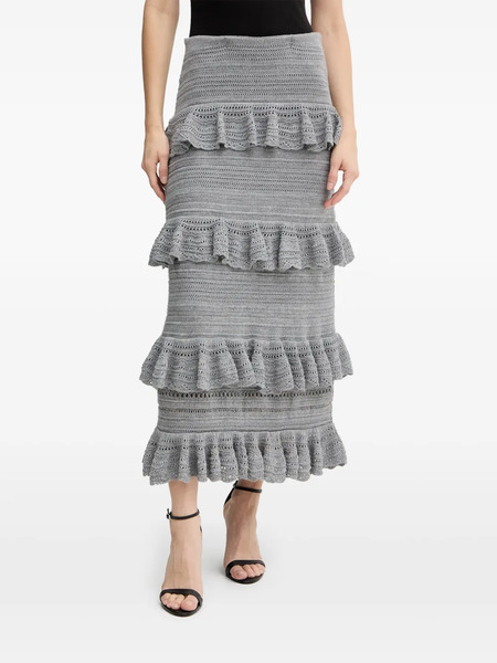  Luisa Spagnoli Ruffled Midi Skirt - Grey 