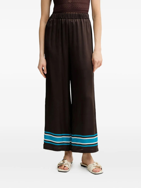  Luisa Spagnoli Satin Stripe-detail Trousers - Brown 