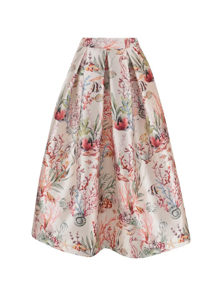  Lunatica Milano Flared Printed Midi Skirt - Neutrals 