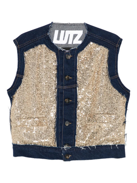  Lutz Huelle Flirt Embellished Denim Vest - Blue 