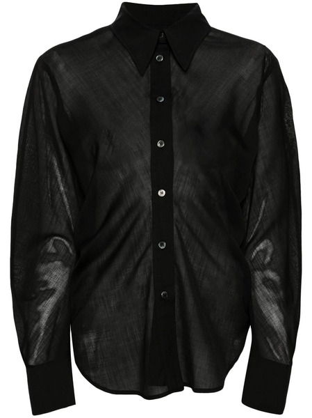  Lvir Semi-sheer Wool Blend Shirt - Black 