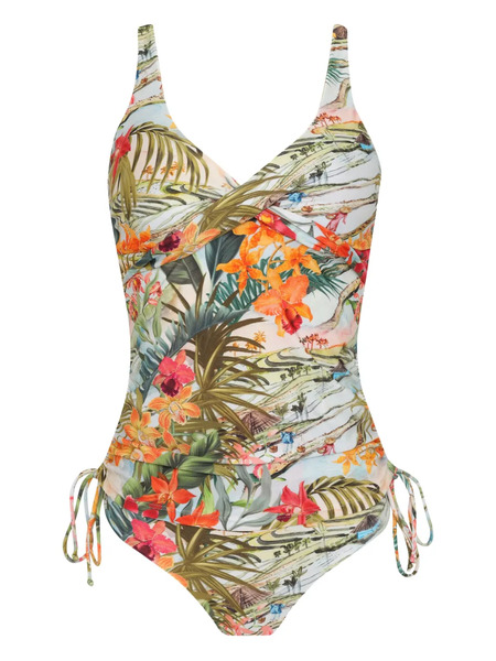 Lygia & Nanny Bruma Tropical-print Drawstring Tankini - Green 