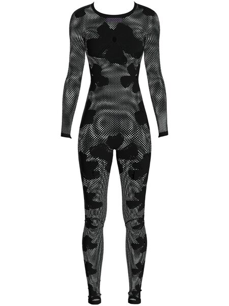  Maccapani Monogram-pattern Semi-sheer Jumpsuit - Black 