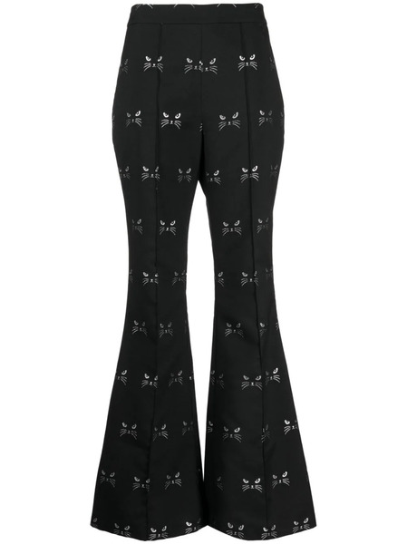  Macgraw Circa 72 Patterned Jacquard Flared Trousers - Black 
