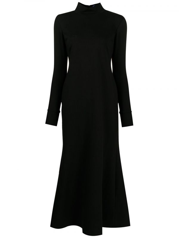  Macgraw High-neck Flared Midi Dress - Black 