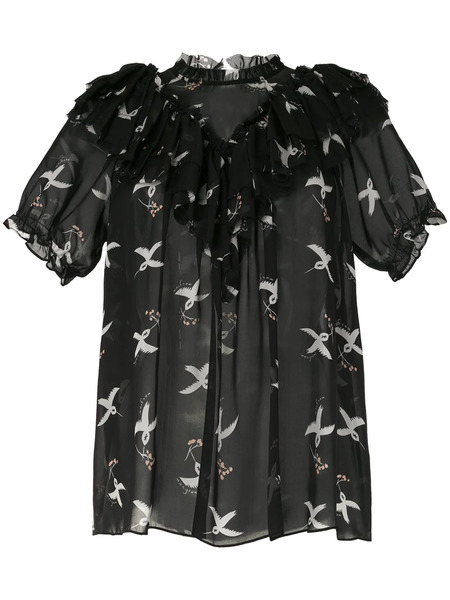  Macgraw Migration Bird Print Blouse - Black 